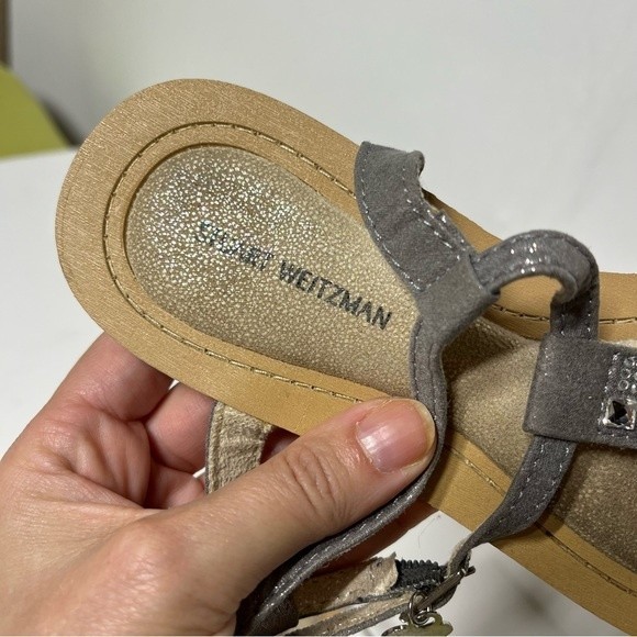 Stuart Weitzman Camia Doraly Crystalized T-Strap Sandal 5 - Picture 3 of 10